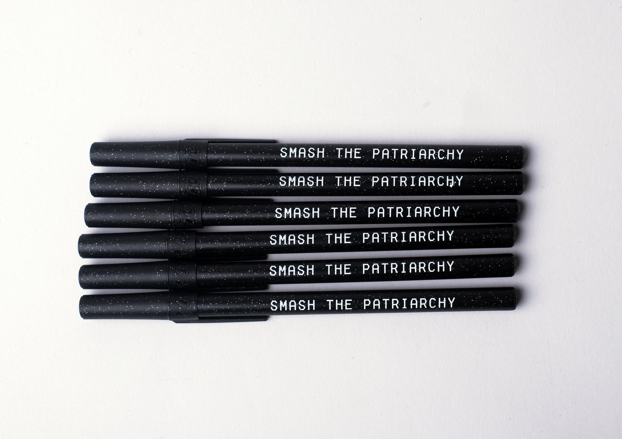 Smash the Patriarchy 6 Pens Black Sparkle Pen Pack