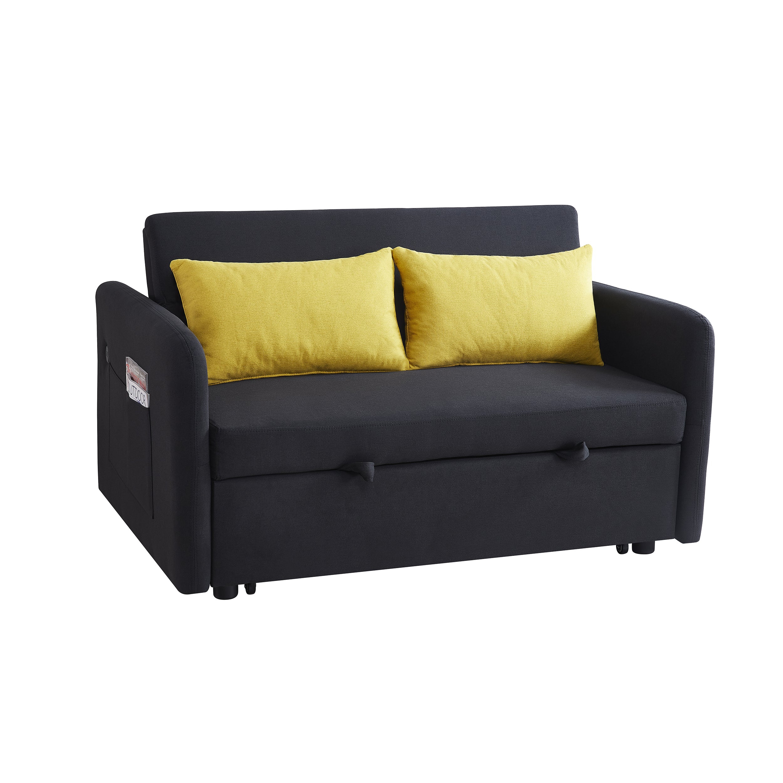 Twins Sofa Bed Black Fabric - Horizon Bliss