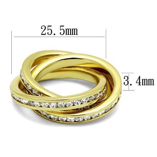 3W1330 - Gold Brass Ring with AAA Grade CZ  in Clear