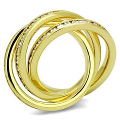 3W1330 - Gold Brass Ring with AAA Grade CZ  in Clear