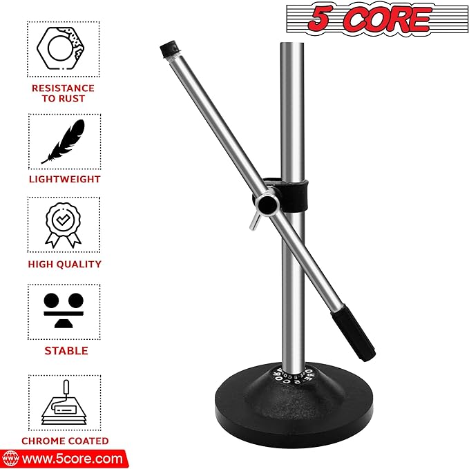 5 Core Desk Mic Stand Adjustable Table Round Base Portable Desktop - Horizon Bliss