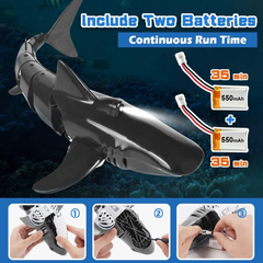 2.4G Remote Control Shark Toy 1:18 Scale High Simulation Shark Shark for Swimming Pool Bathroom Great Gift RC Boat Toys for 6+ Year Old Boys and Girls (with 2 Batteries) - Horizon Bliss