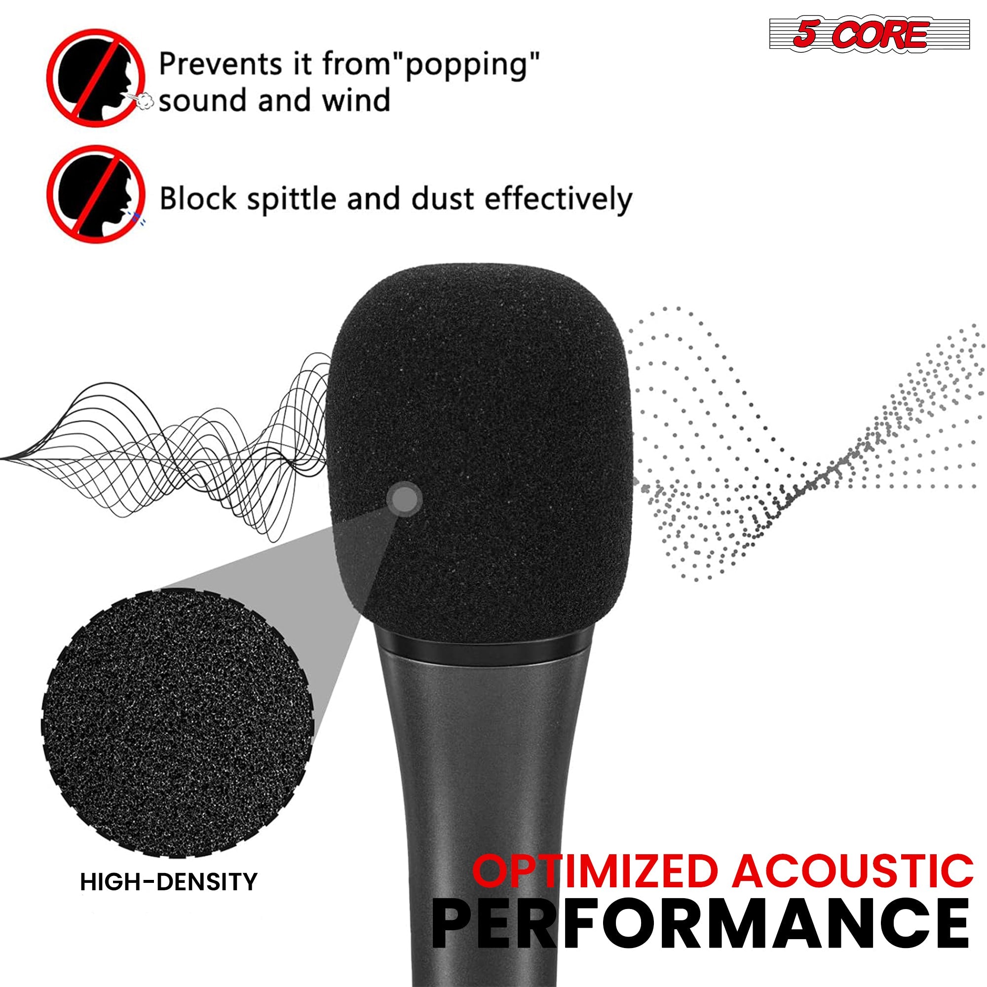 5Core Microphone Cover Soft Foam Mic Windscreen Windproof Sponge for