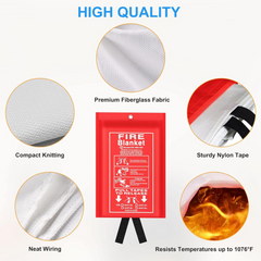 Emergency Fire Blanket for Kitchen and Home, 2 Pack 39.37” x 39.37” Fiberglass Fire Safety Blankets for Survival, Suppression Fire Retardant Blanket for People - Horizon Bliss