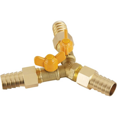 3 Way Shut Off Ball Valve, 5/8" Hose Barb 2 Switch Brass Y Shaped Valve with Clamps for Water Fuel Air - Horizon Bliss