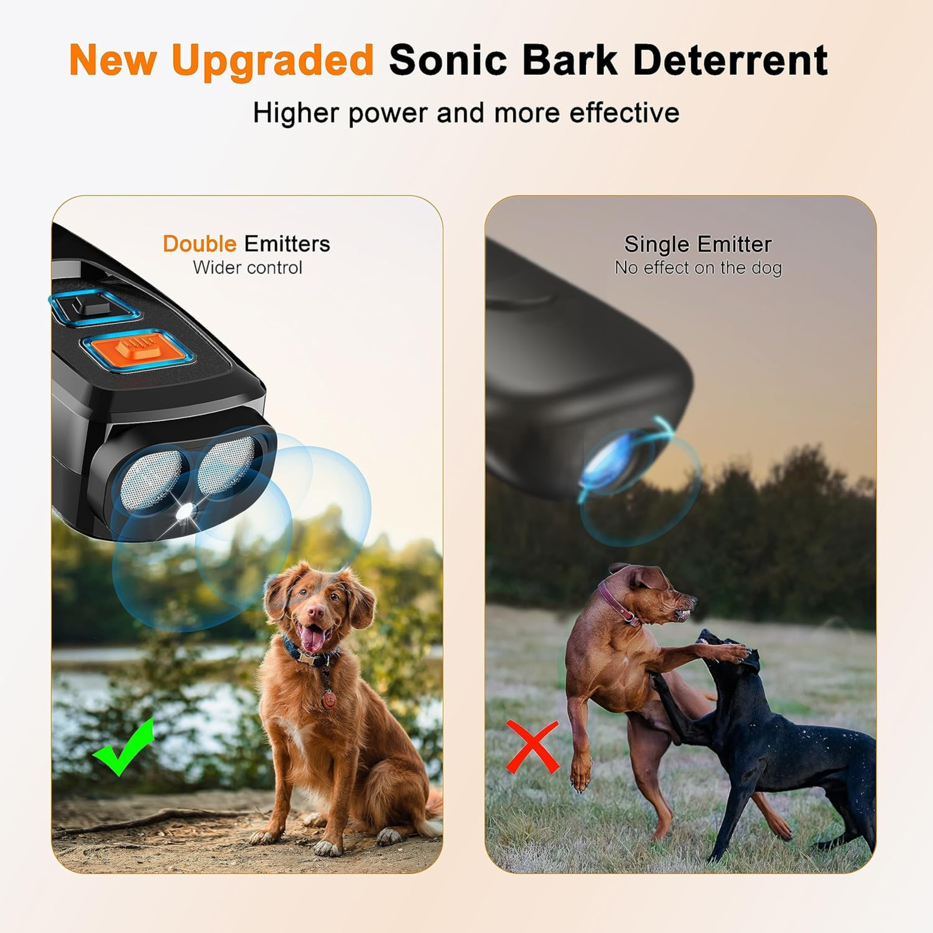 Anti Bark Device for Dogs Outdoor: Portable Dog Bark Deterrent Devices to Stop Unwanted Behavior- Barks No More Dog Training Device Ultrasonic Control Silencer Indoor - Stop Neighbors Dog from Barking - Horizon Bliss