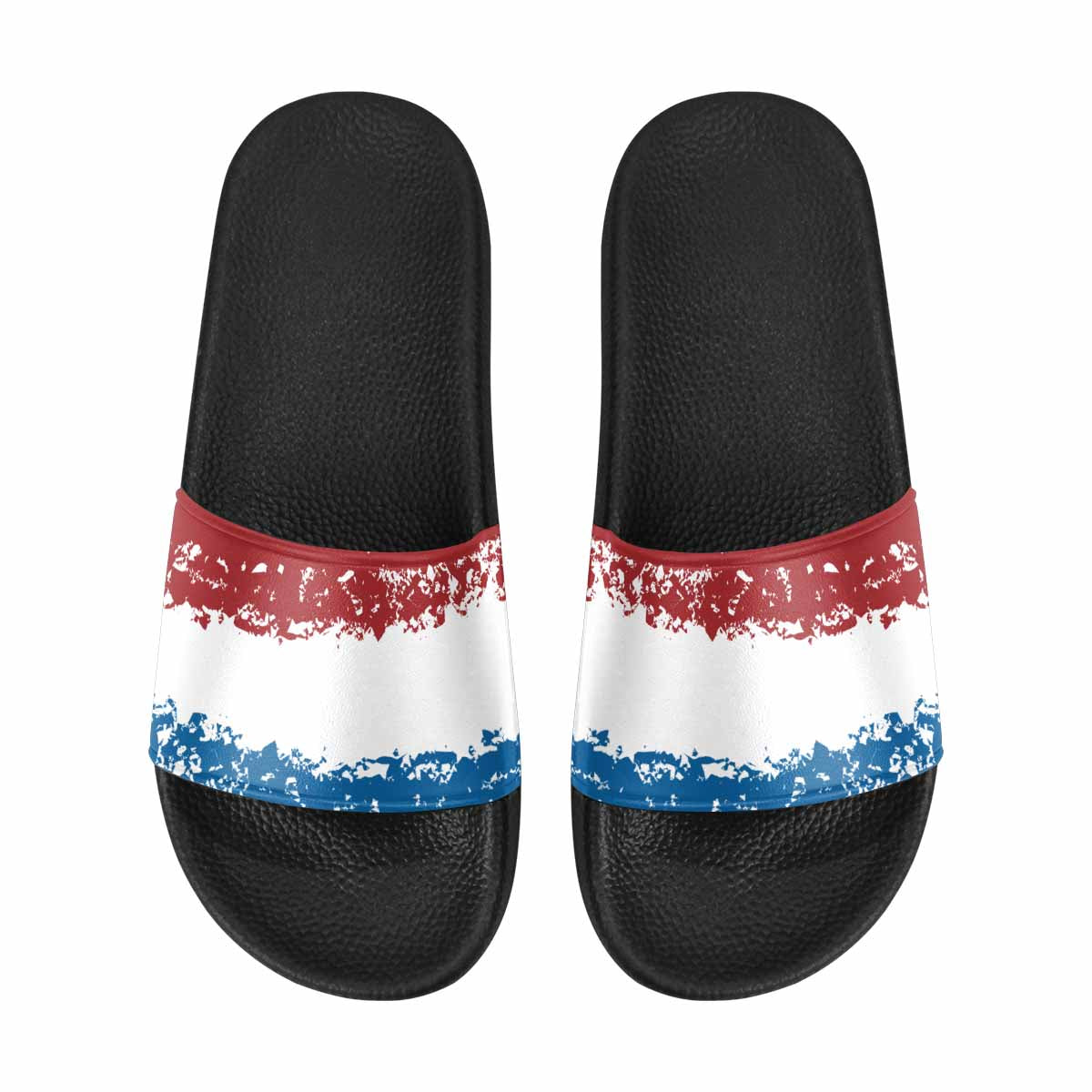 Mens Slide Sandals, Red White Blue Print - Horizon Bliss