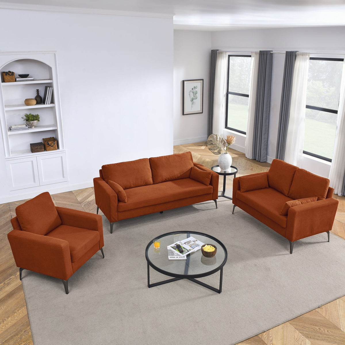 3 Piece Living Room Sofa Set, including 3-Seater Sofa, Loveseat and - Horizon Bliss