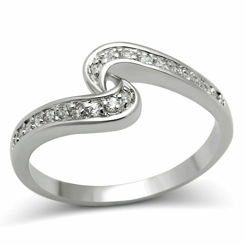 3W119 - Rhodium Brass Ring with AAA Grade CZ  in Clear