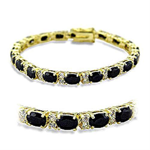 415503 - Gold Brass Bracelet with AAA Grade CZ  in Jet - Horizon Bliss