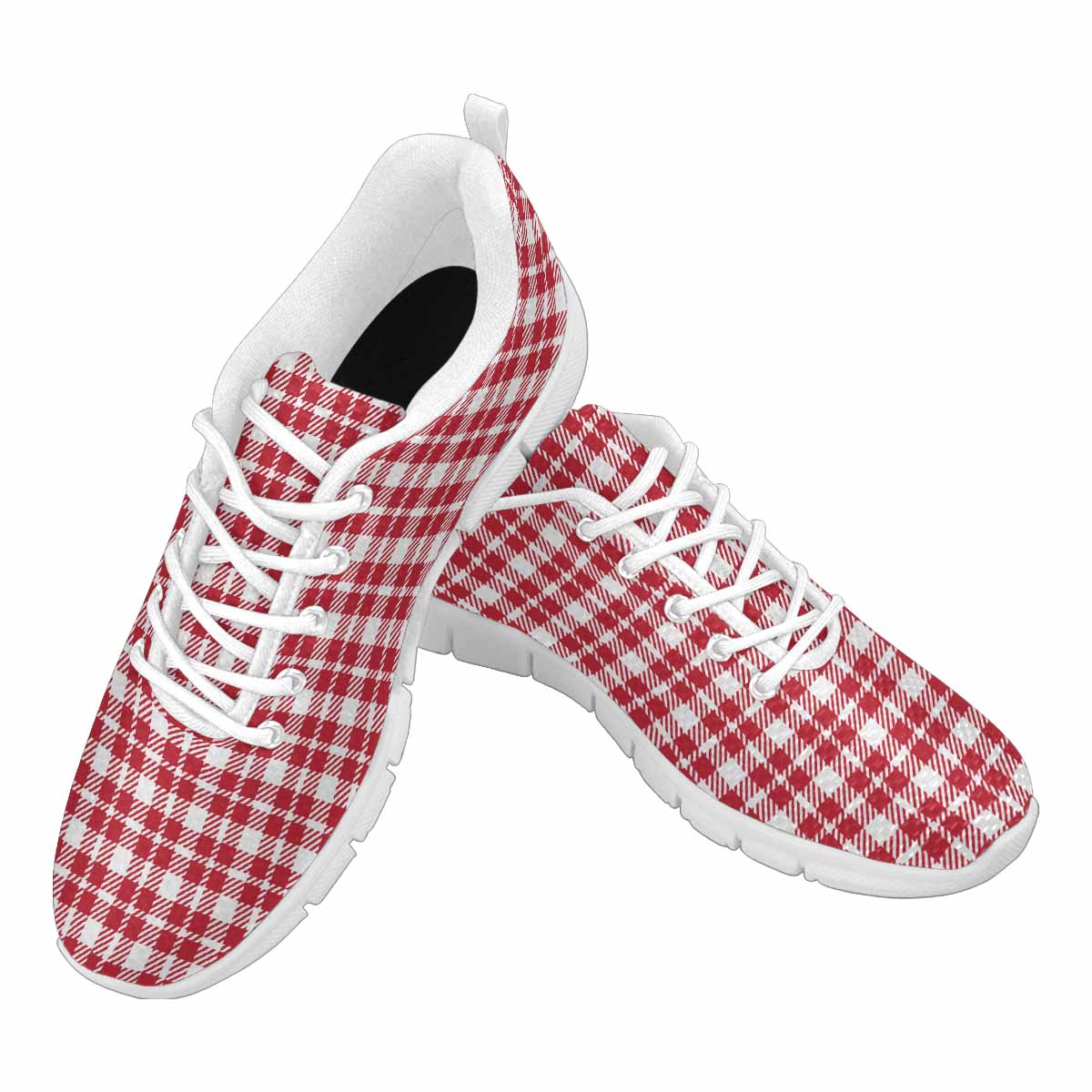 Sneakers For Men,   Buffalo Plaid Red And White - Running Shoes Dg861 - Horizon Bliss