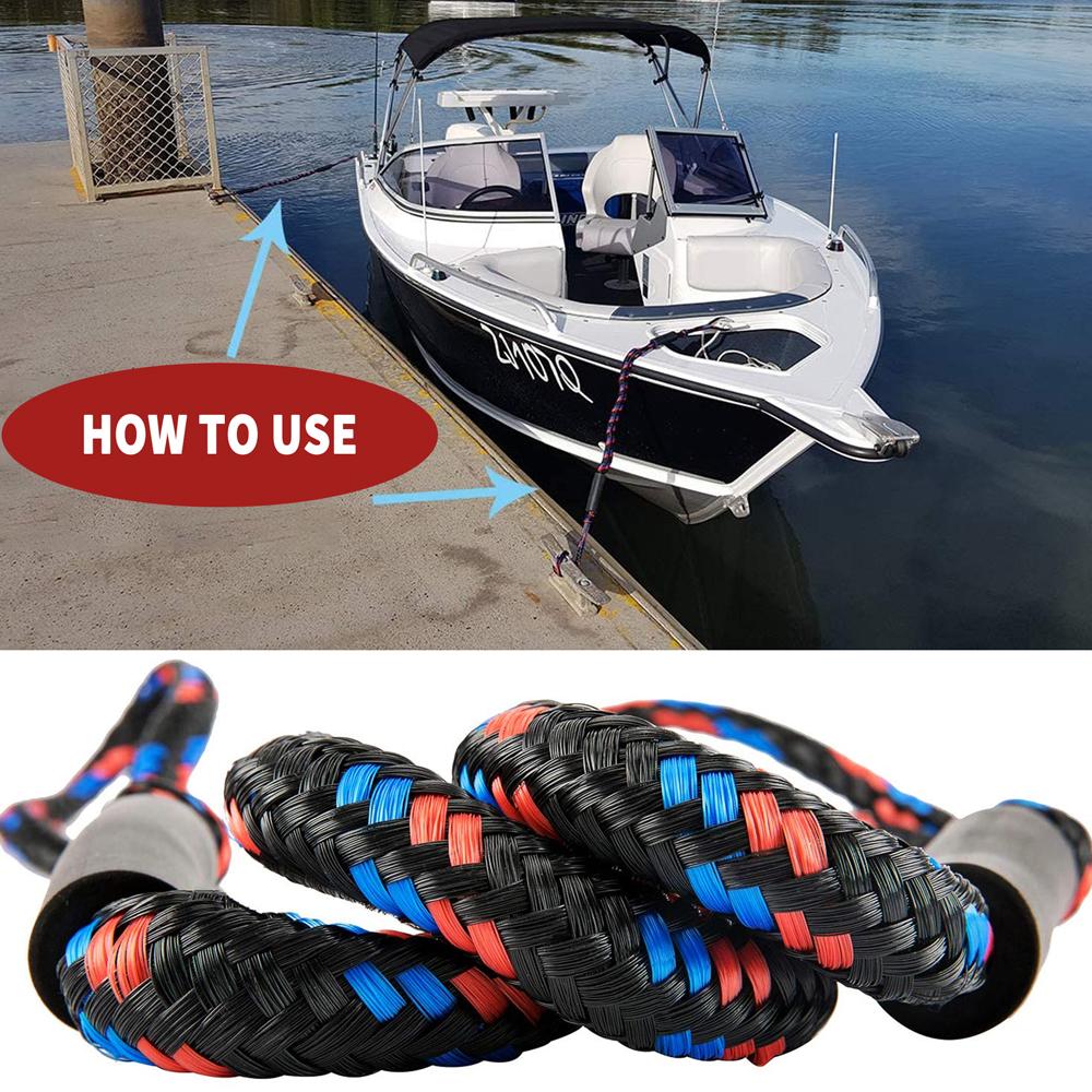 2Pcs Bungee Dock Line Mooring Rope Marine Mooring Rope Pontoon Kayak