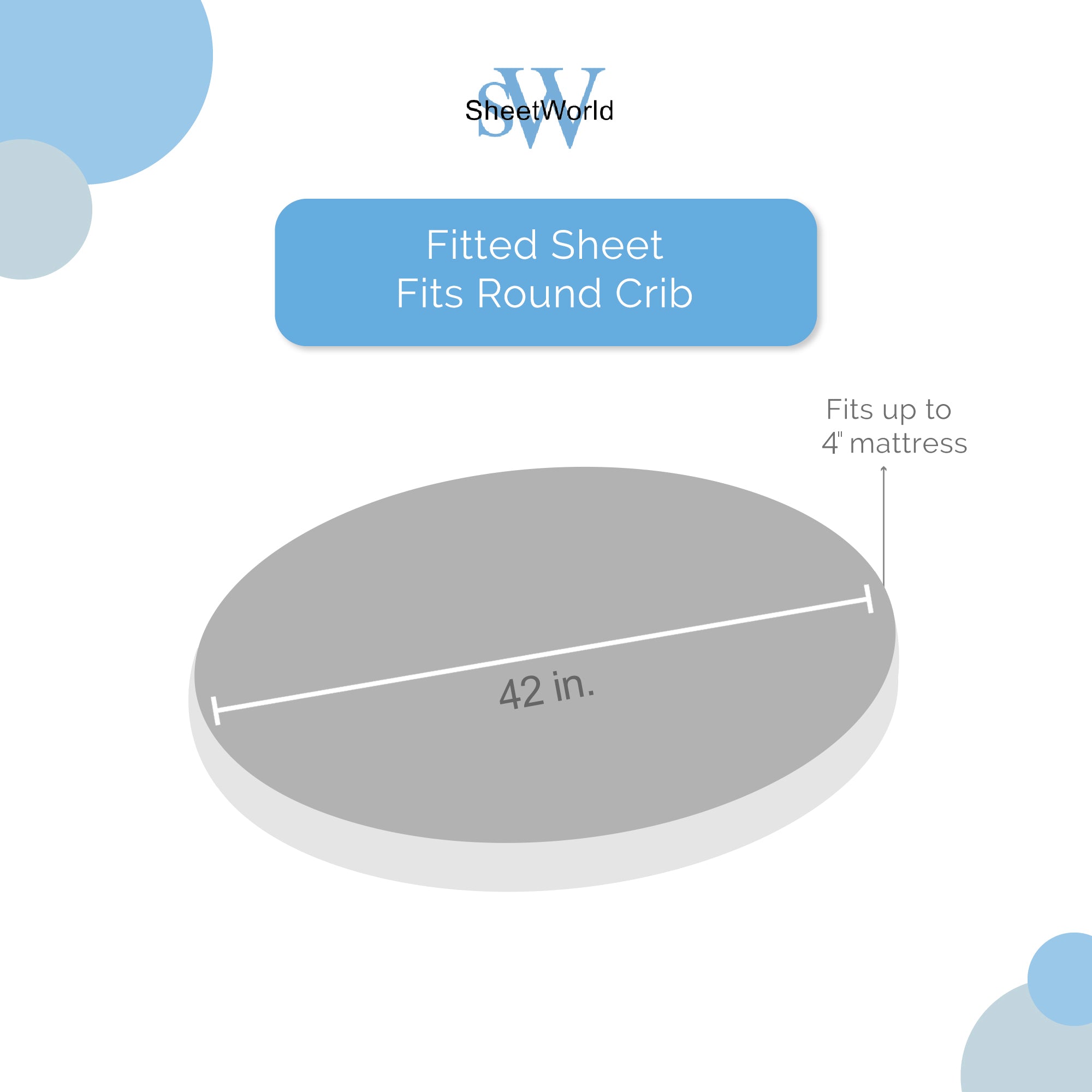 SheetWorld Fitted Round Crib Sheet - 100% Cotton Woven - Polka Dots - Horizon Bliss