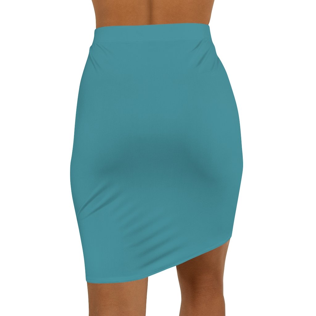 Womens Pencil Skirt, Aqua Green Stretch Mini - Horizon Bliss