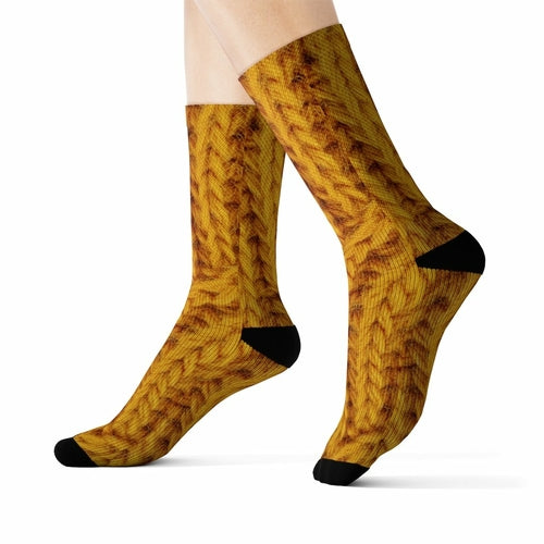 Mustard Print Wool Fun Novelty Socks - Horizon Bliss