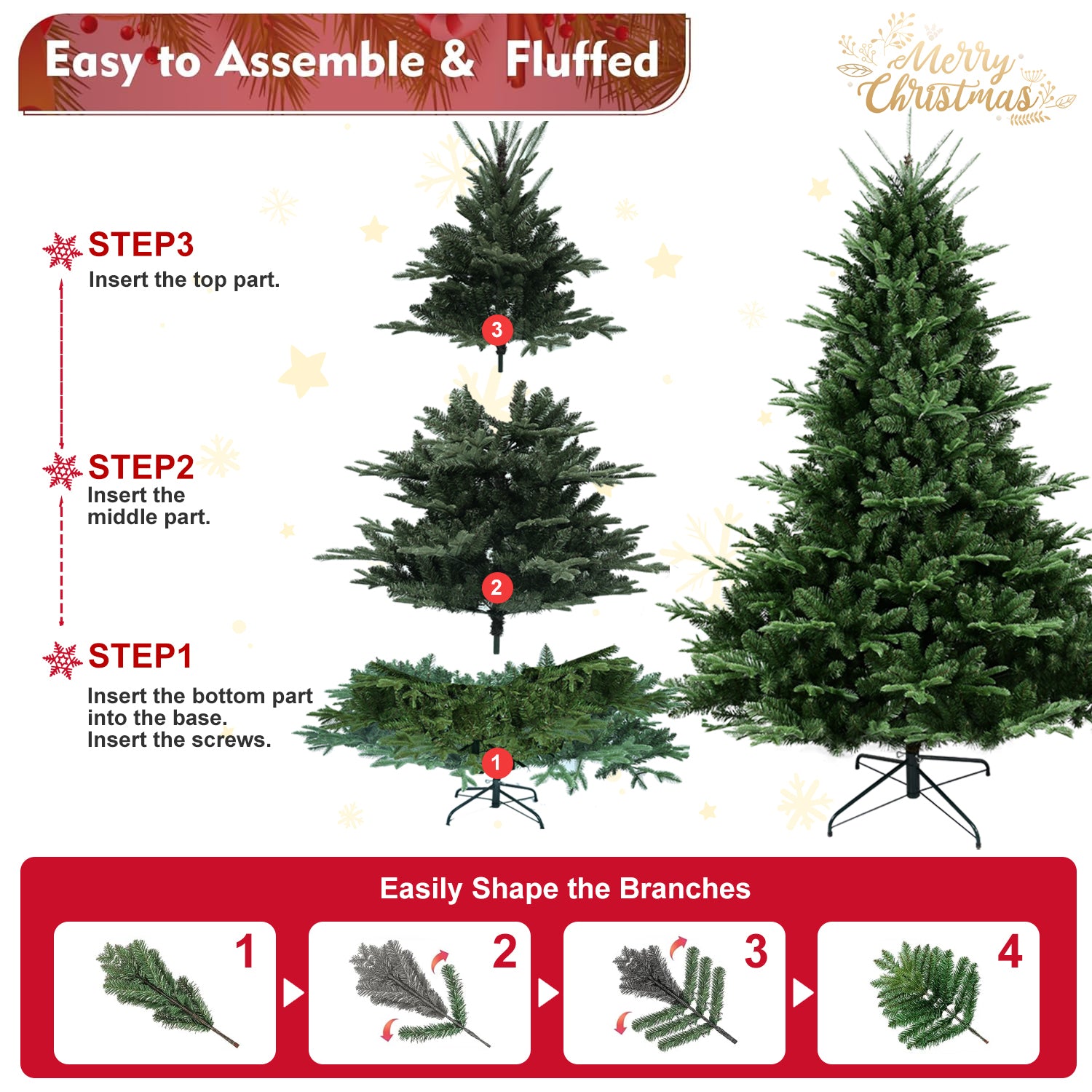 8FT Christmas Tree Simulate Nature Advanced Materials Premium Hinged