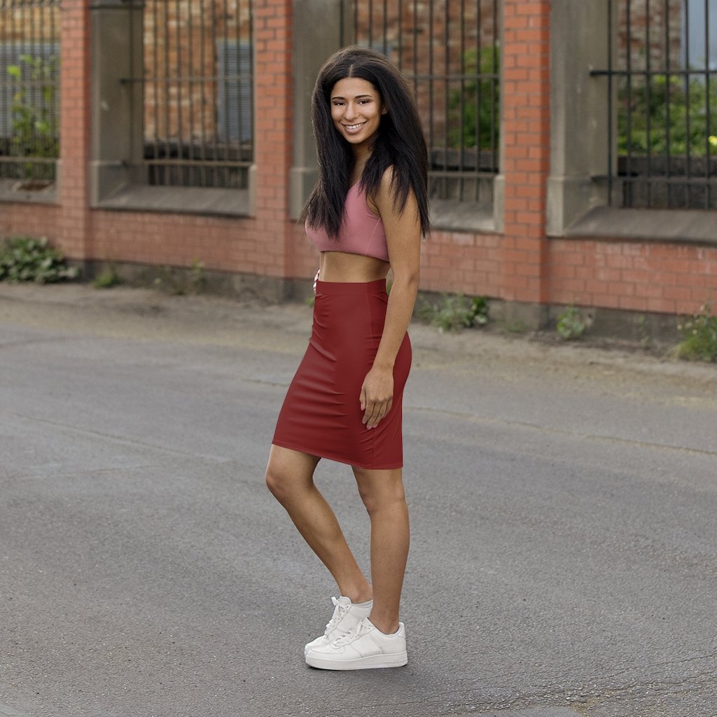 Womens Skirt, Maroon Pencil Skirt - Horizon Bliss