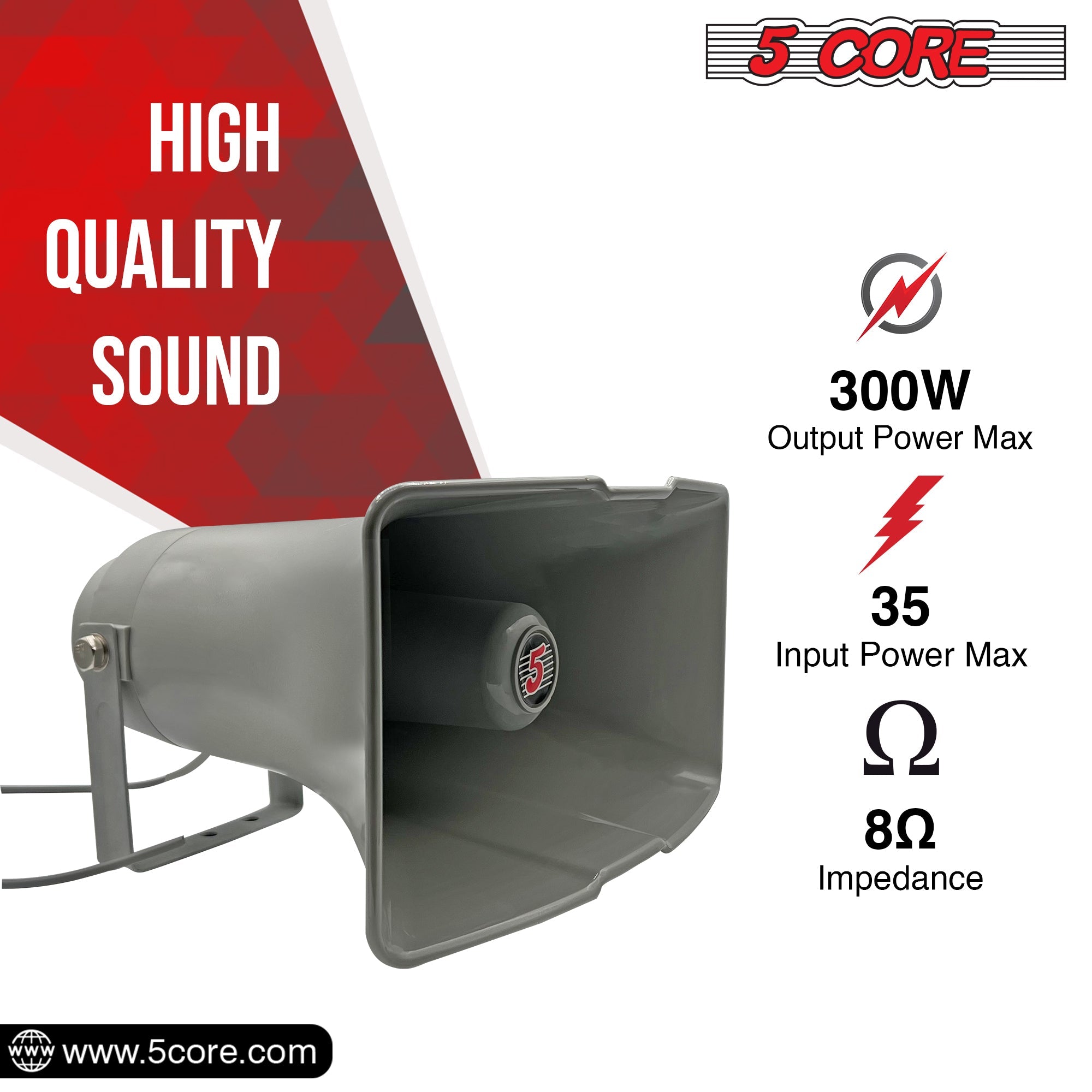 5 Core PA Horn Speaker Outdoor Siren Loudspeaker • 35W RMS Loud - Horizon Bliss