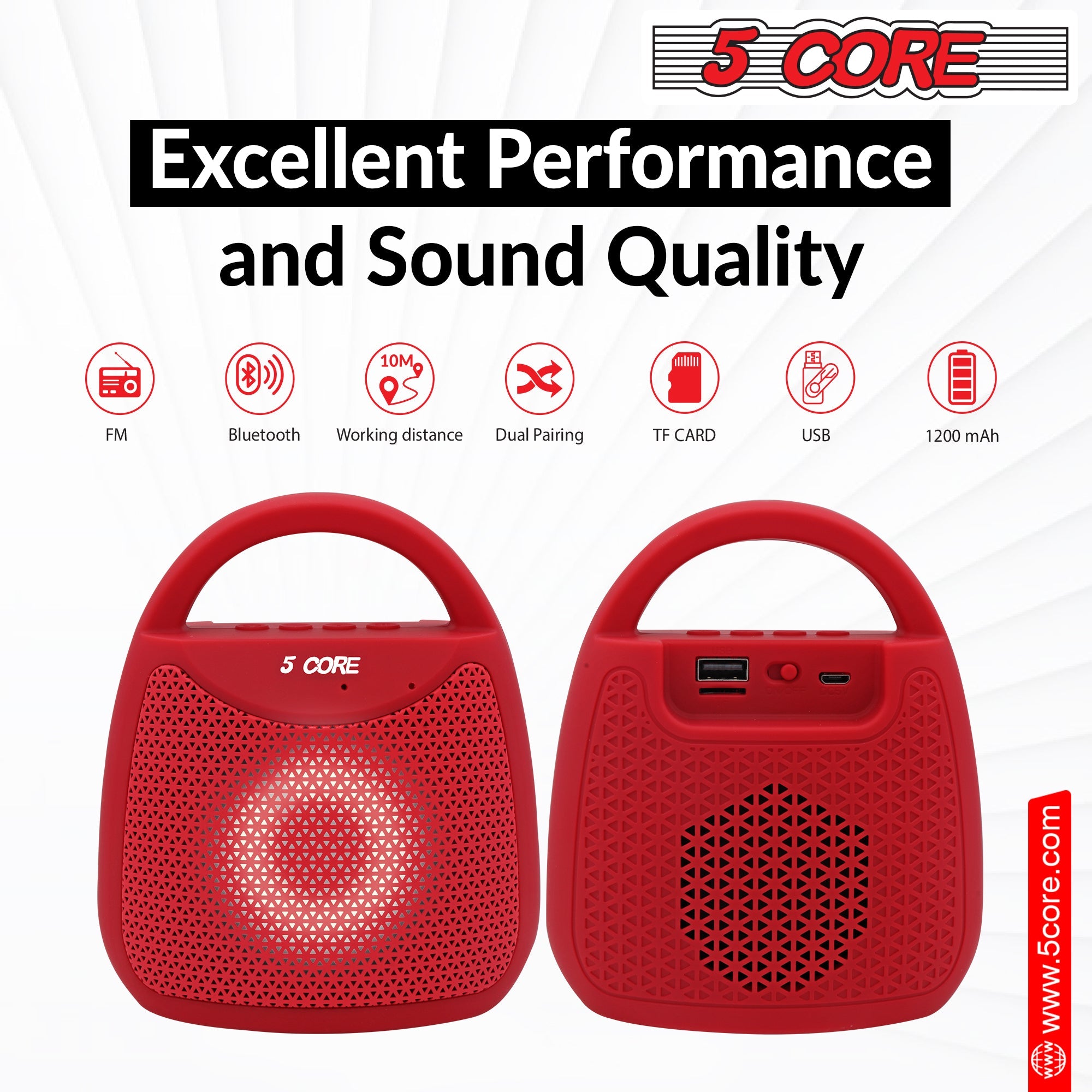 5Core Bluetooth Speaker Wireless Outdoor Rechargeable Mini Portable - Horizon Bliss