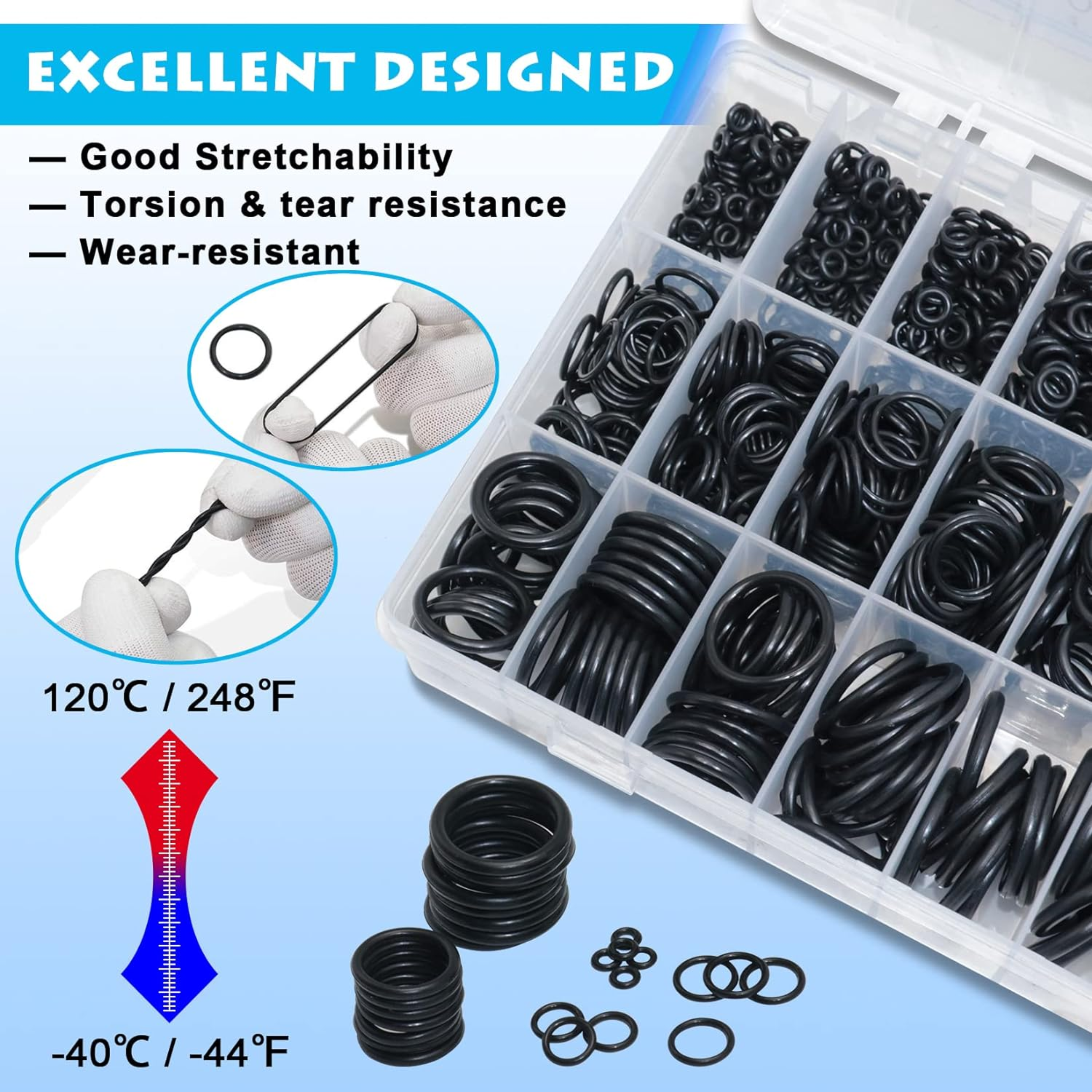 1200Pcs Nitrile Rubber O Ring Kit 24 Sizes O Rings Assortment Kit Set Sealing Washer NBR Metric o-Ring Assortment for Plumbing, Gas, Automotive and Faucet Repair, Resist Oil and Heat O-Rings - Horizon Bliss