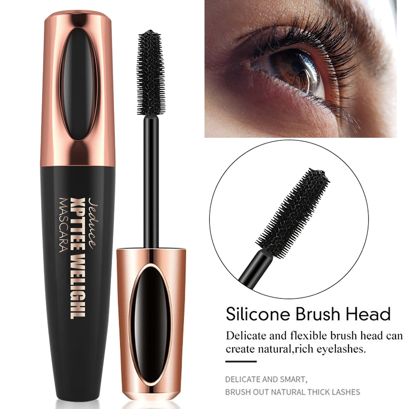 2 Pack Black 4D Silk Fiber Eyelash Mascara Extension Makeup Waterproof