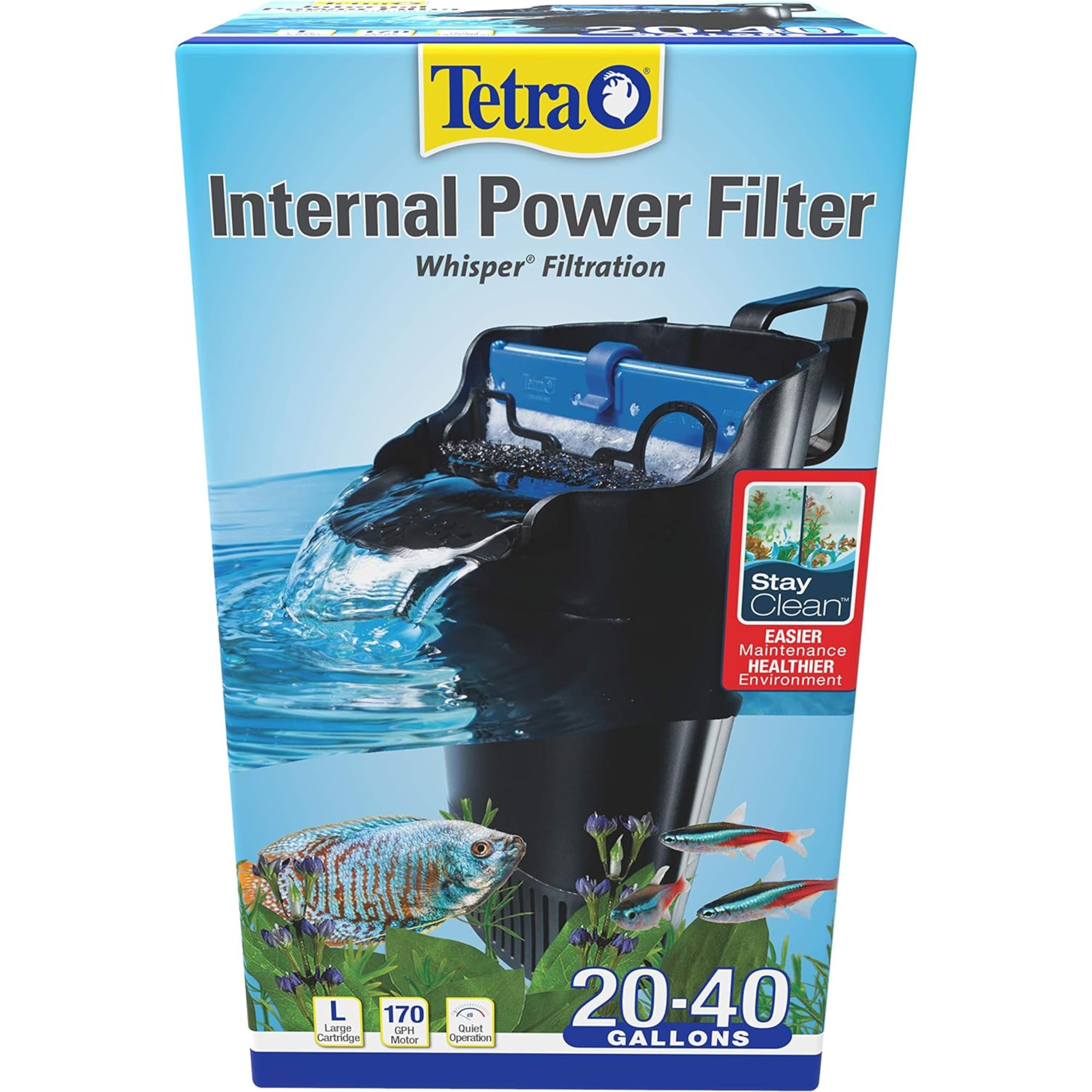 Whisper In-Tank Filter 40i with BioScrubber - 20-40 gallon (25818), Black - Horizon Bliss