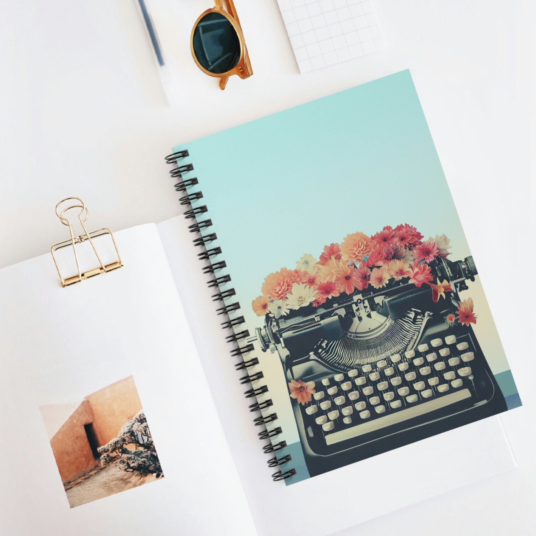 Retro Typewriter Spiral Notebook - Horizon Bliss