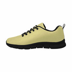 Sneakers For Men, Khaki Yellow - Canvas Mesh Athletic Running Shoes - Horizon Bliss