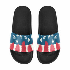 Mens Slide Sandals, Stars And Stripes Print - Horizon Bliss