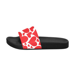 Mens Slide Sandals,      Love Red Hearts - Horizon Bliss