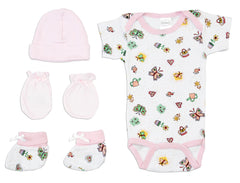 Newborn Baby Girls 4 Pc Layette Baby Shower Gift - Horizon Bliss