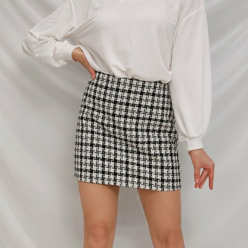 Plaid Women's Skirt A-line Slim High Waist Mini Skirt High Street - Horizon Bliss