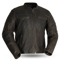 Commuter - Men's Motorcycle Leather Jacket (Brown) - Horizon Bliss