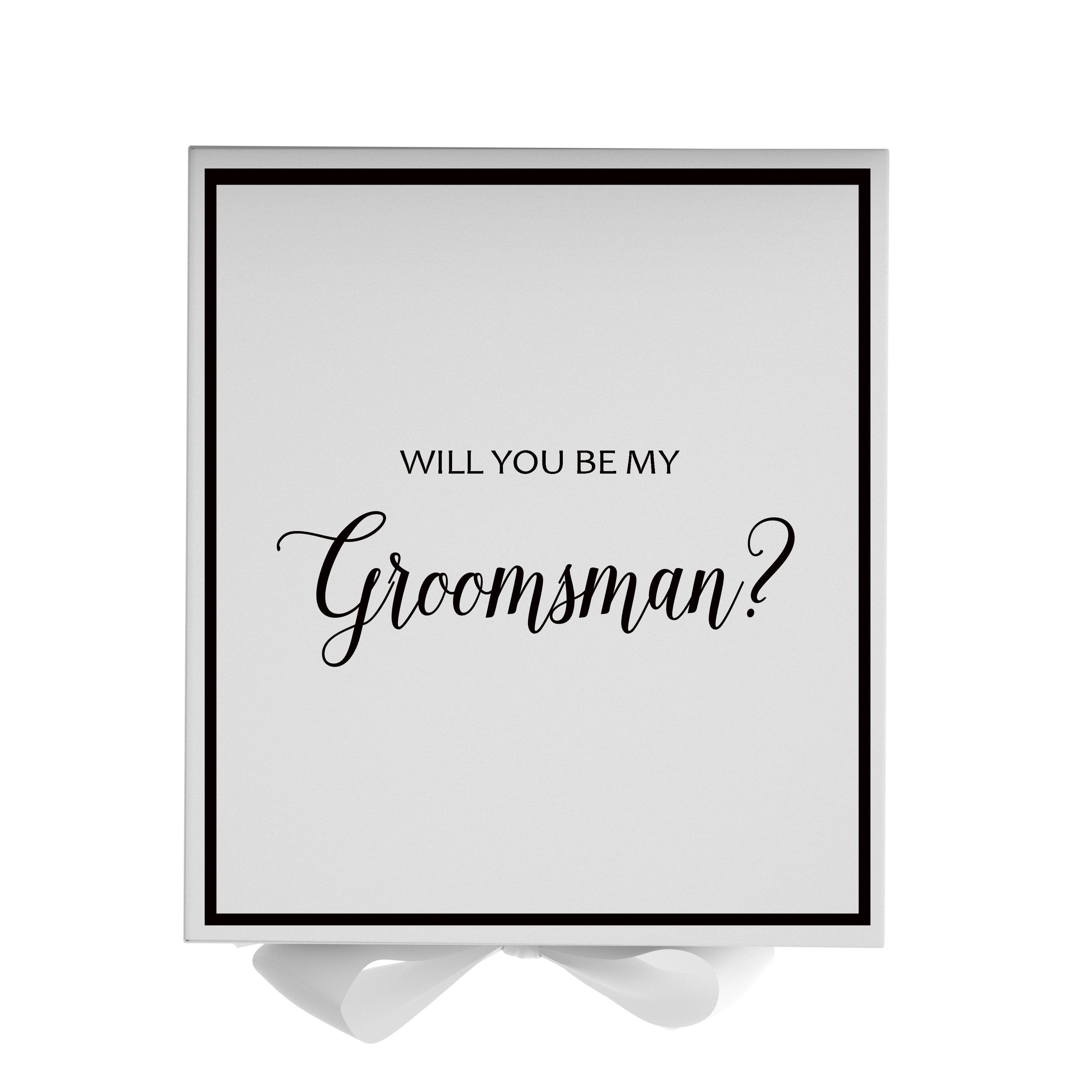 Will You Be My groomsman? Proposal Box White -  Border - Horizon Bliss