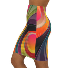 Womens Skirt, Multicolor Abstract Swirl Style Skirt - Horizon Bliss