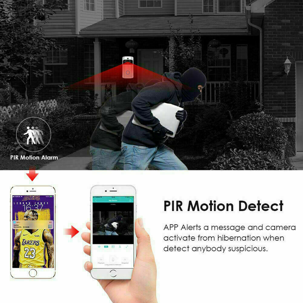 Smart Wireless WiFi Video Doorbell Phone Door Ring Intercom Security