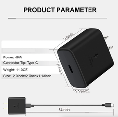 45W USB-C Super Fast Wall Charger + 6FT Cable For Samsung Galaxy S20