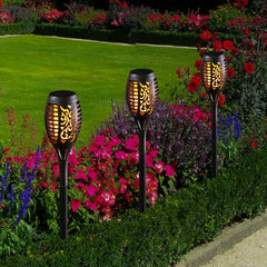 2 Pcs Solar Lights Outdoor Solar 12 Led Torch Flickering Flame Lights