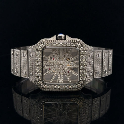 VISTA STEEL RHODIUM MOISSANITE WATCH ICED OUT I 590061 - Horizon Bliss