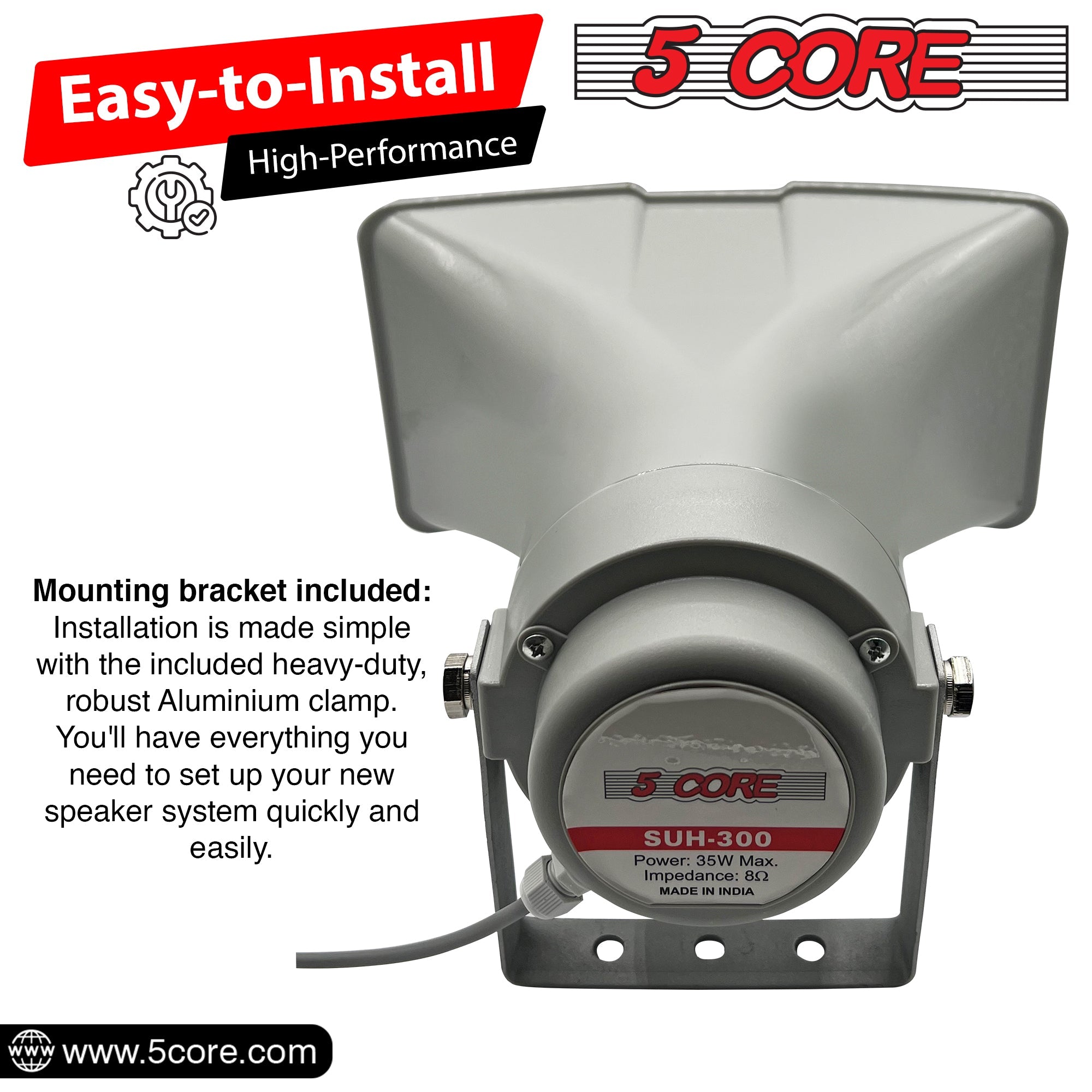 5 Core PA Horn Speaker Outdoor Siren Loudspeaker • 35W RMS Loud - Horizon Bliss