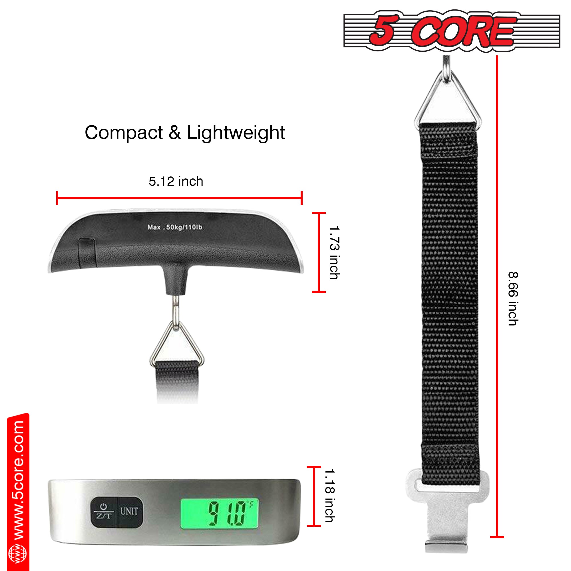 5Core Luggage Scale Tavel Digital 110lbs Capacity Suitcase Scales - Horizon Bliss