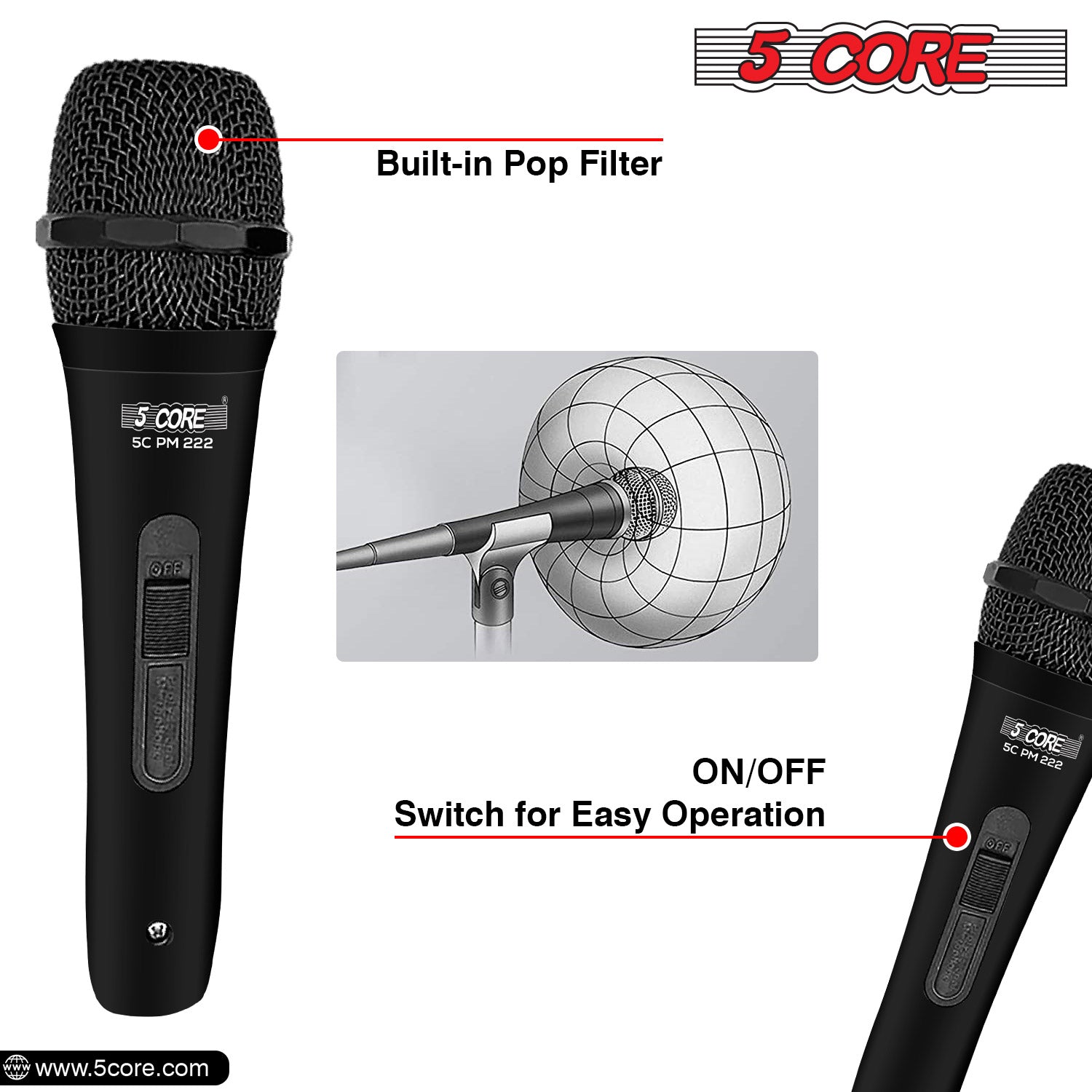 5 Core Microphone XLR Dynamic Karaoke Singing Handheld Microfono