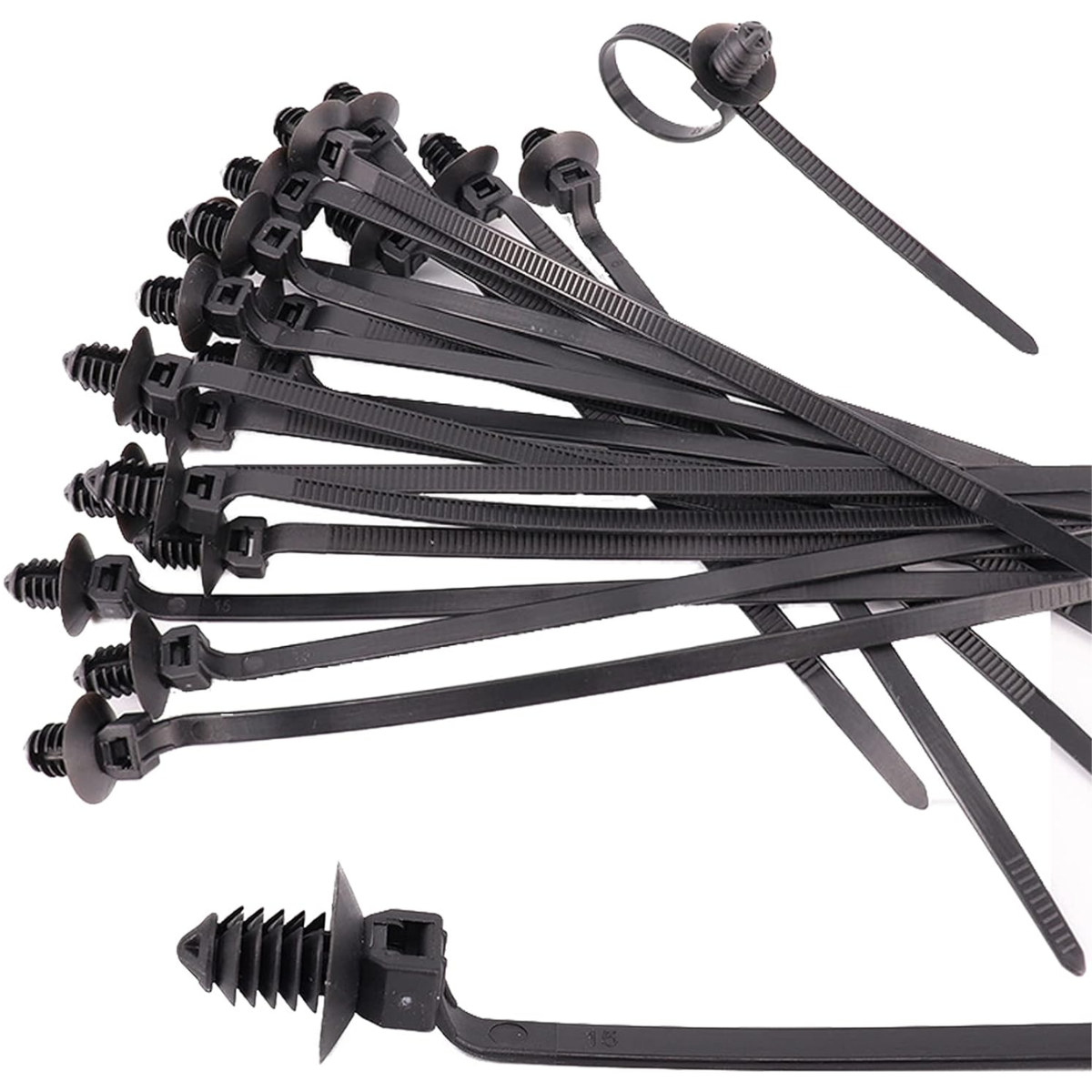 80 Pack Push Mount Cable Zip Tie, 8.3"x0.18" Heavy Duty Push Mount Self Locking UV Resistant Assortment for Indoor Wire Tying (Black) - Horizon Bliss