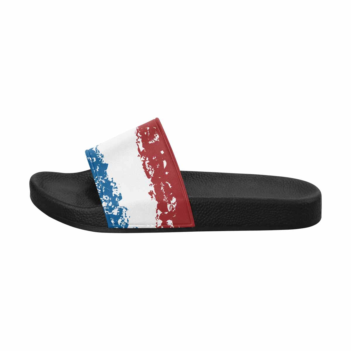 Mens Slide Sandals, Red White Blue Print - Horizon Bliss