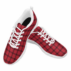 Sneakers For Men,   Buffalo Plaid Red And White - Running Shoes Dg837 - Horizon Bliss