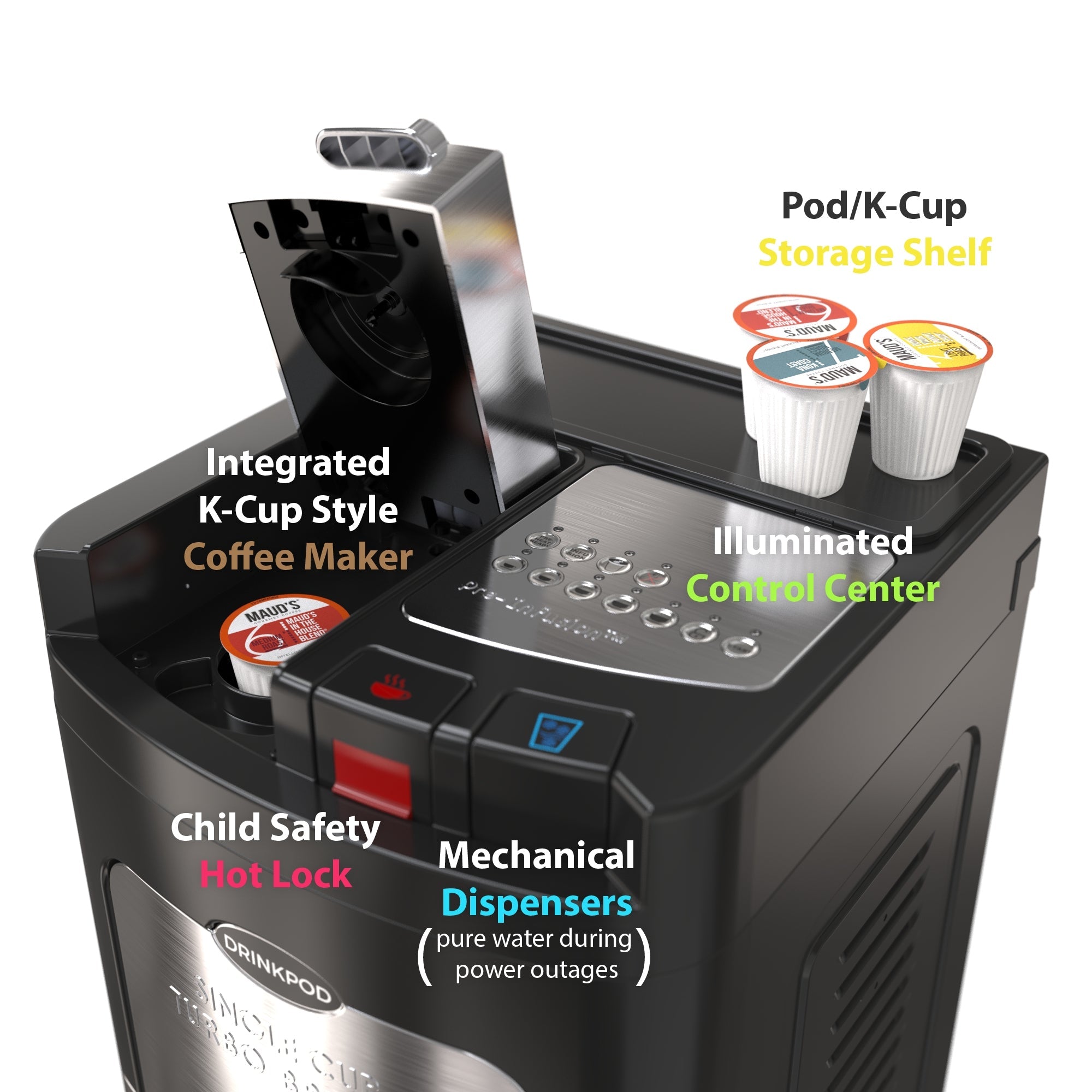 Drinkpod 3000 Elite Series - Coffee Plus Water Purification Cooler - Horizon Bliss