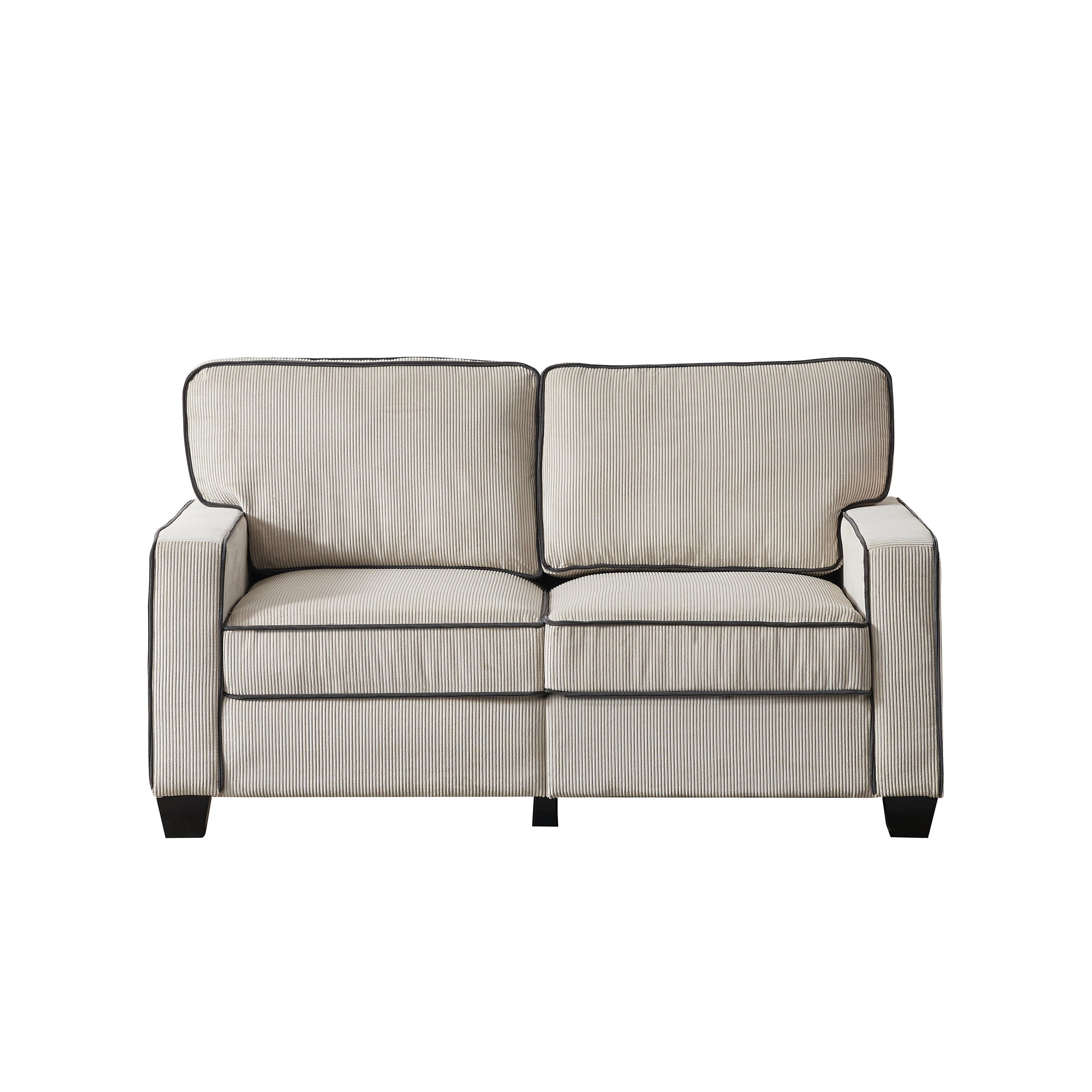 Living Room Sofa Loveseat with Storage Beige Corduroy - Horizon Bliss