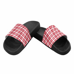 Mens Slide Sandals,      Buffalo Plaid Red And White - Horizon Bliss