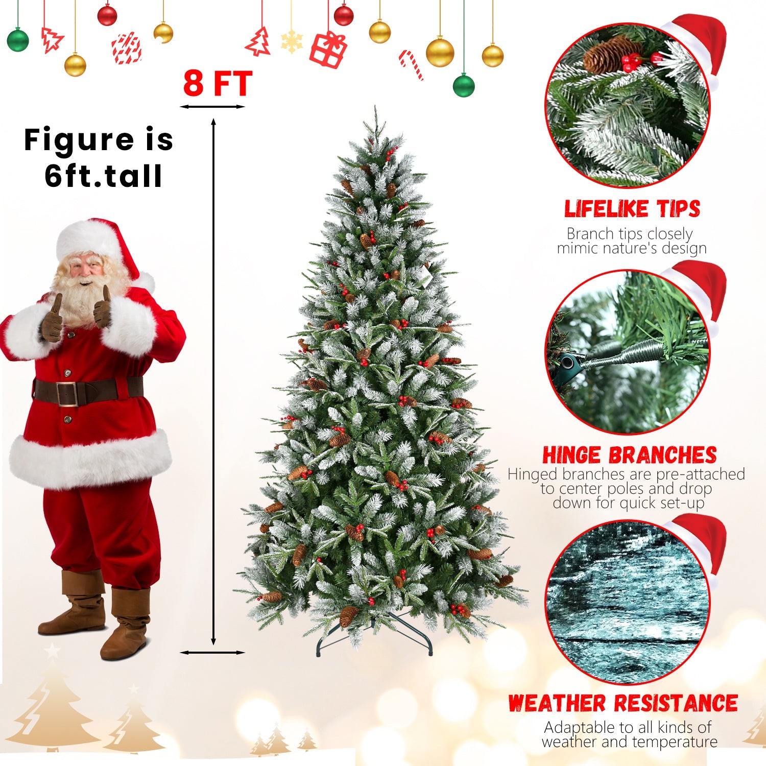 7.5ft PE/PVC Spray White Christmas Tree