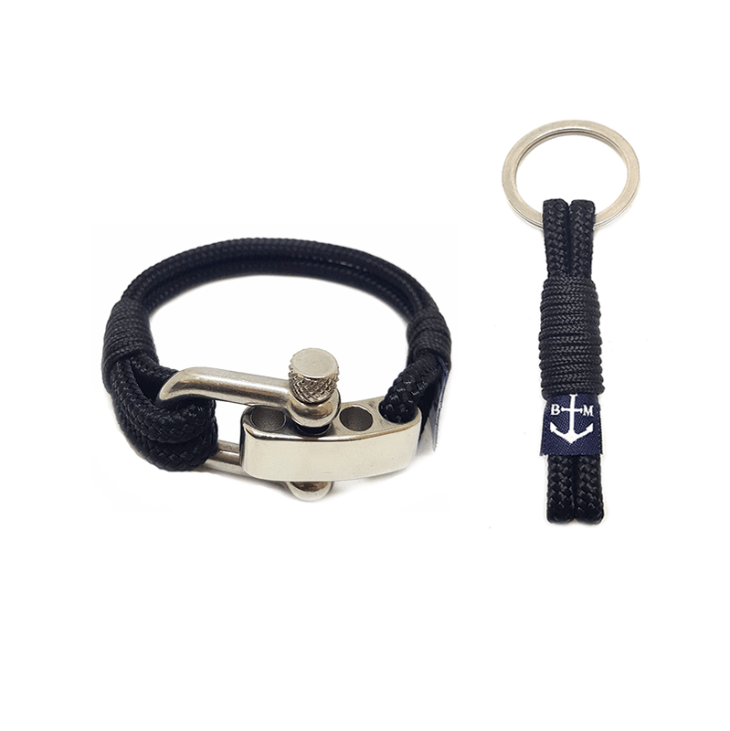 Adjustable Shackle Black Nautical Bracelet and Keychain - Horizon Bliss